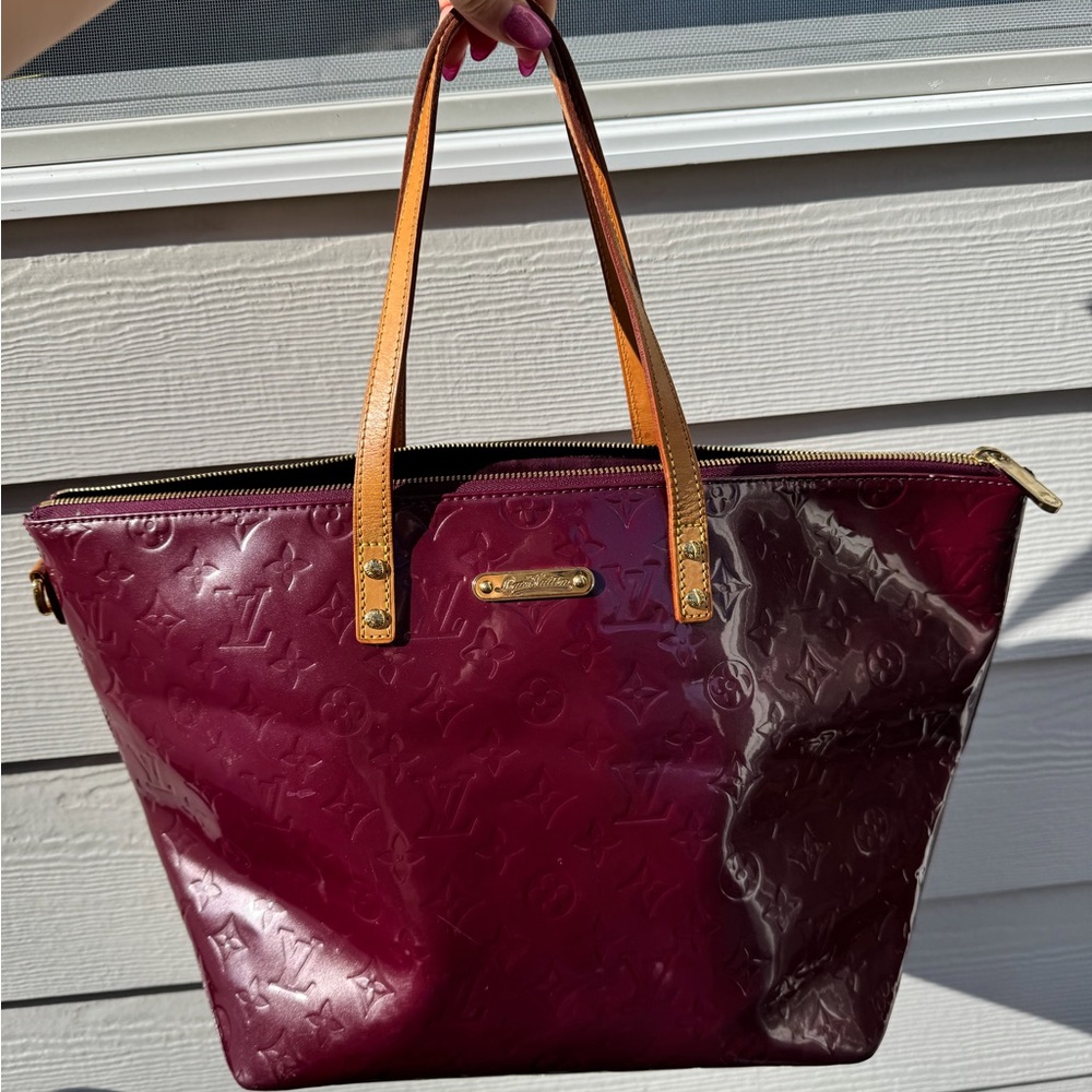 Authentic Vintage Louis Vuitton Monogram Bellevue PM Deep Burgundy Patent Tote